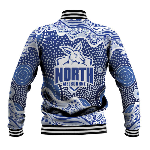 North Melbourne Kangaroos Baseball Jacket Aboriginal Dot Pattern - Football Mascot Heritage Pride