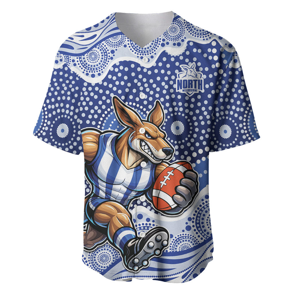 North Melbourne Kangaroos Baseball Jersey Aboriginal Dot Pattern - Football Mascot Heritage Pride