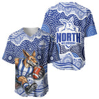 North Melbourne Kangaroos Baseball Jersey Aboriginal Dot Pattern - Football Mascot Heritage Pride