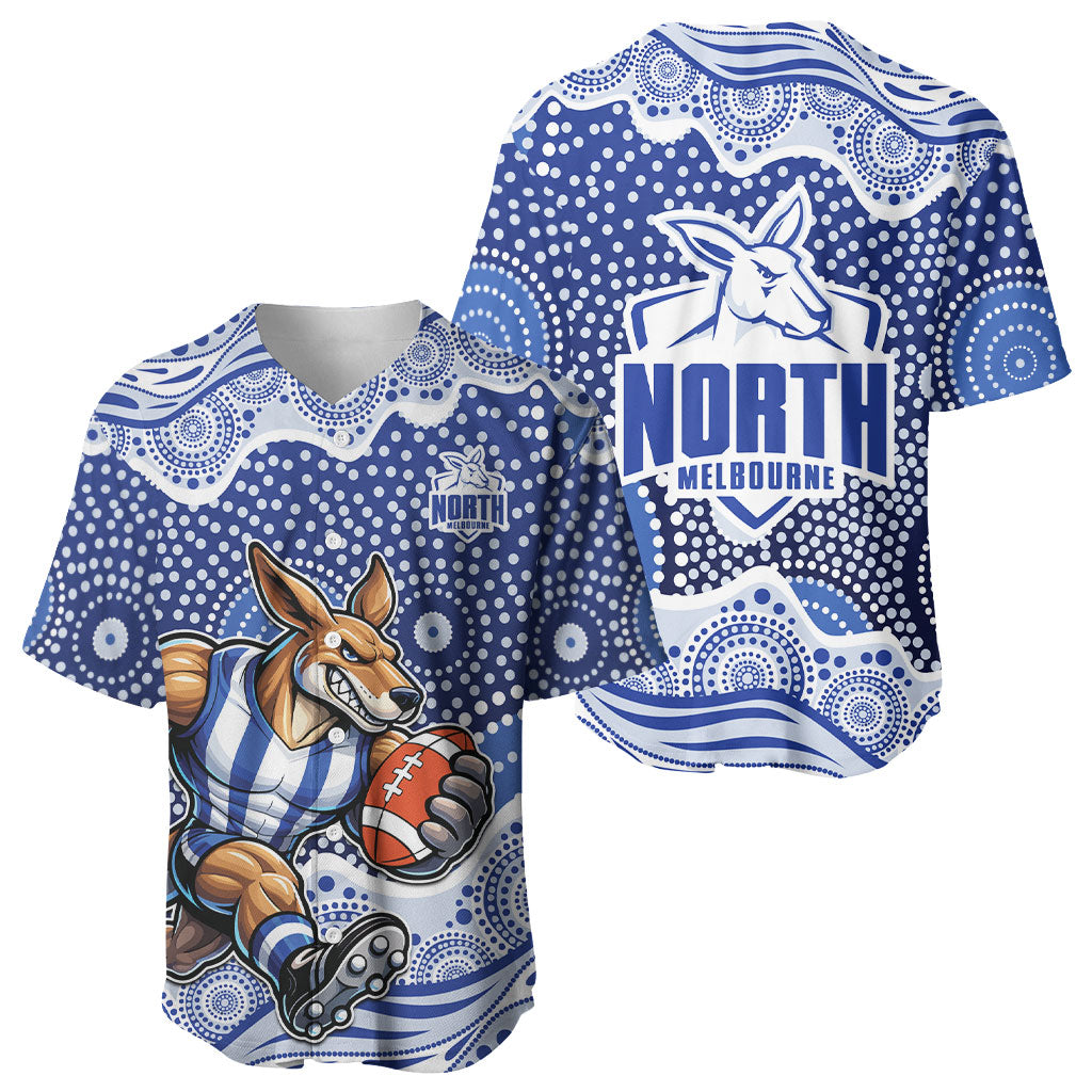 North Melbourne Kangaroos Baseball Jersey Aboriginal Dot Pattern - Football Mascot Heritage Pride