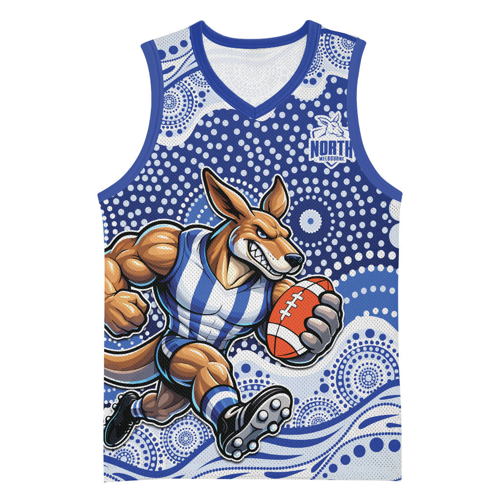 North Melbourne Kangaroos Basketball Jersey Aboriginal Dot Pattern - Football Mascot Heritage Pride