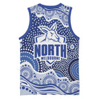 North Melbourne Kangaroos Basketball Jersey Aboriginal Dot Pattern - Football Mascot Heritage Pride