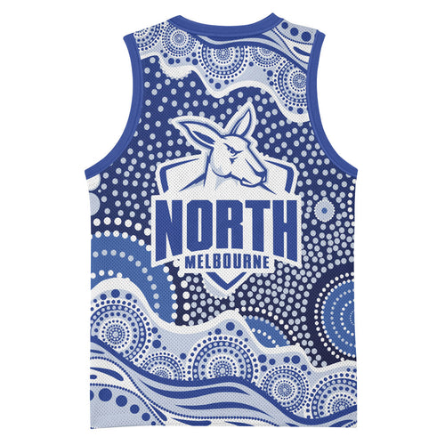 North Melbourne Kangaroos Basketball Jersey Aboriginal Dot Pattern - Football Mascot Heritage Pride