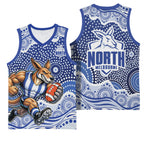 North Melbourne Kangaroos Basketball Jersey Aboriginal Dot Pattern - Football Mascot Heritage Pride