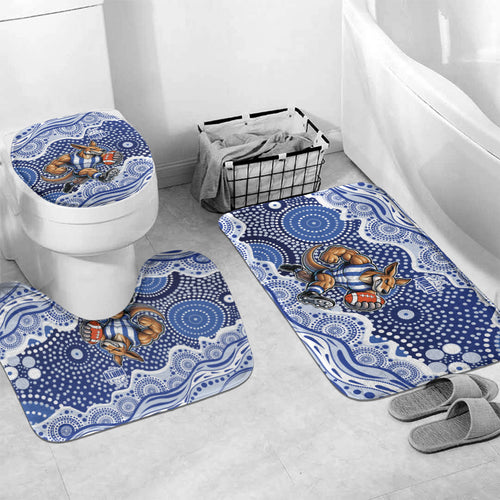 North Melbourne Kangaroos Bathroom Set Aboriginal Dot Pattern - Football Mascot Heritage Pride