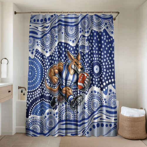 North Melbourne Kangaroos Bathroom Set Aboriginal Dot Pattern - Football Mascot Heritage Pride