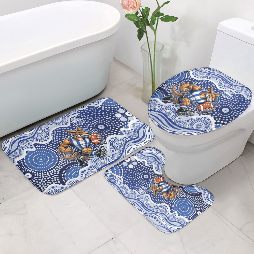 North Melbourne Kangaroos Bathroom Set Aboriginal Dot Pattern - Football Mascot Heritage Pride