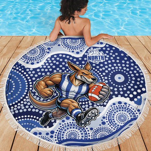 North Melbourne Kangaroos Beach Blanket Aboriginal Dot Pattern - Football Mascot Heritage Pride