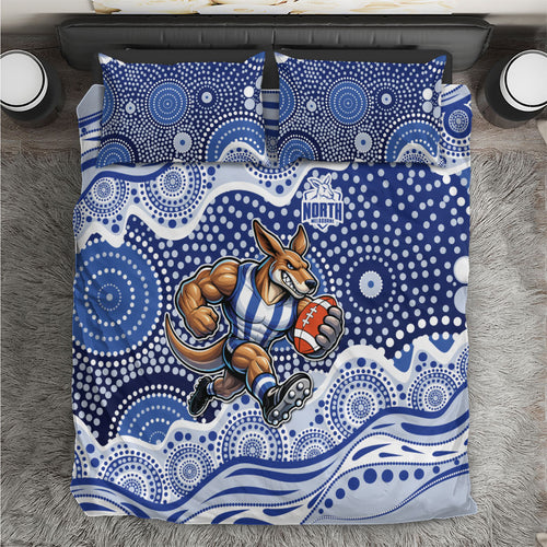 North Melbourne Kangaroos Bedding Set Aboriginal Dot Pattern - Football Mascot Heritage Pride