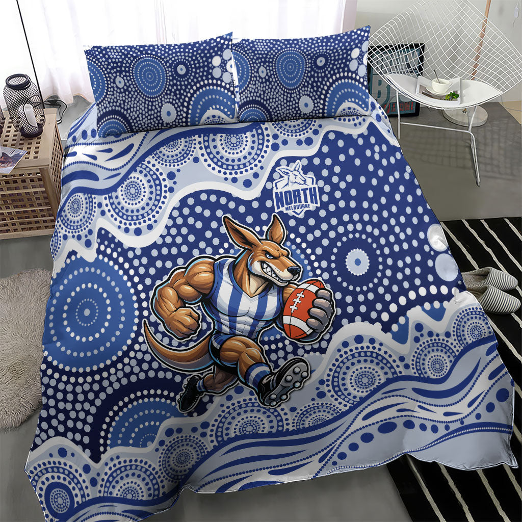 North Melbourne Kangaroos Bedding Set Aboriginal Dot Pattern - Football Mascot Heritage Pride