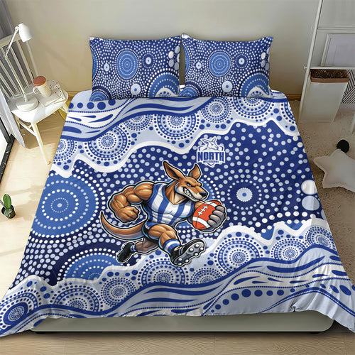 North Melbourne Kangaroos Bedding Set Aboriginal Dot Pattern - Football Mascot Heritage Pride