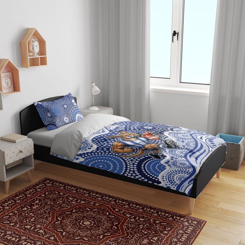 North Melbourne Kangaroos Bedding Set Aboriginal Dot Pattern - Football Mascot Heritage Pride