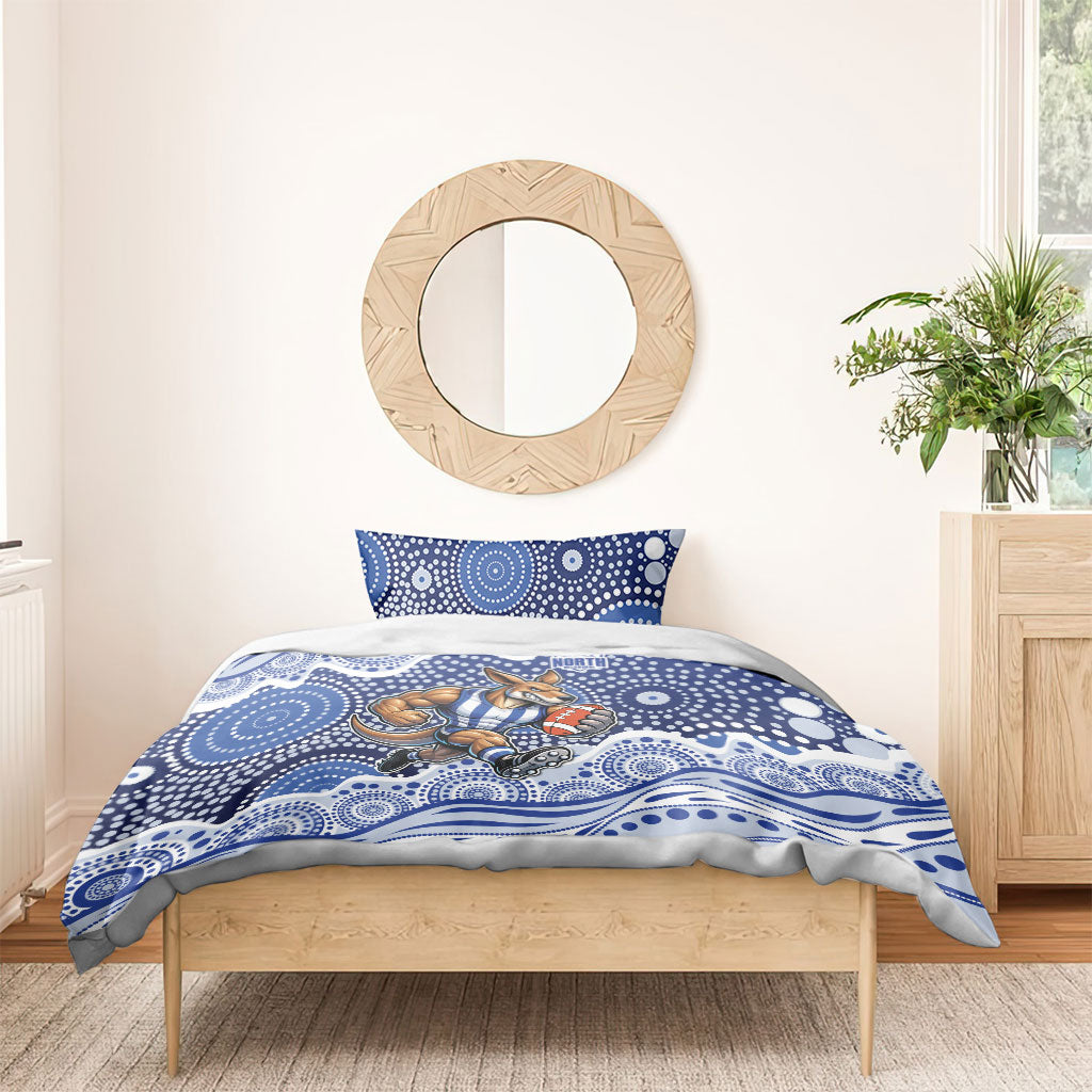North Melbourne Kangaroos Bedding Set Aboriginal Dot Pattern - Football Mascot Heritage Pride