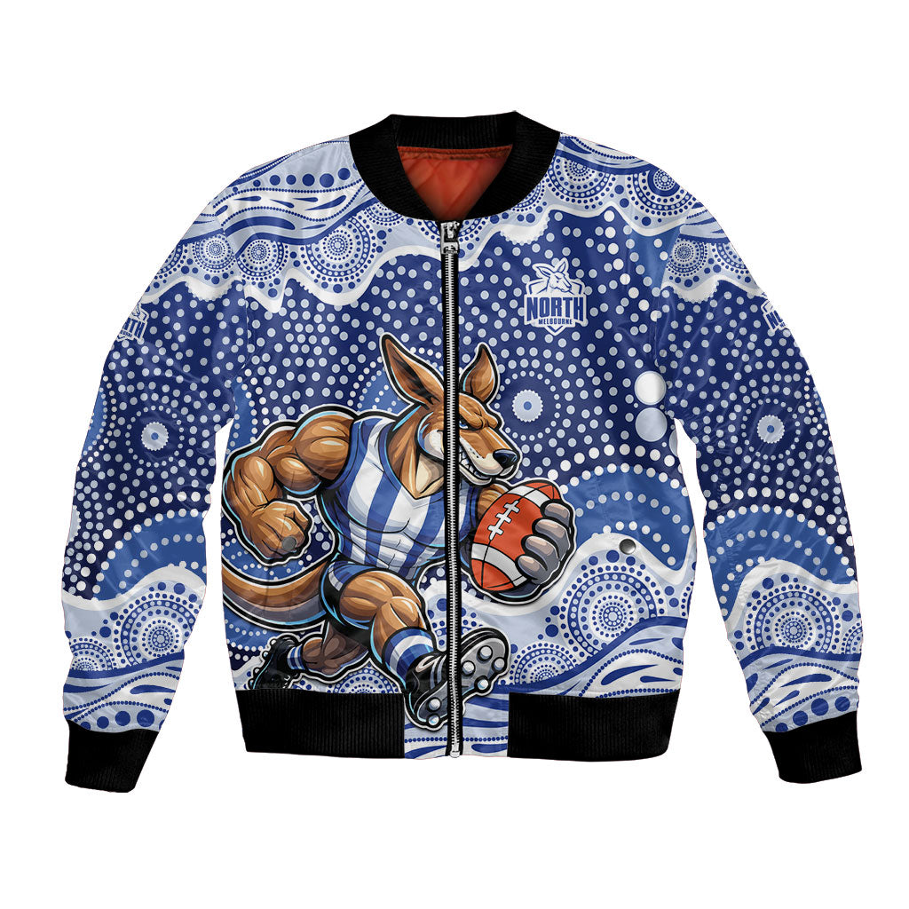 North Melbourne Kangaroos Bomber Jacket Aboriginal Dot Pattern - Football Mascot Heritage Pride