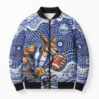 North Melbourne Kangaroos Bomber Puffer Jacket Aboriginal Dot Pattern - Football Mascot Heritage Pride