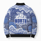 North Melbourne Kangaroos Bomber Puffer Jacket Aboriginal Dot Pattern - Football Mascot Heritage Pride