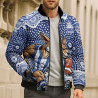 North Melbourne Kangaroos Bomber Puffer Jacket Aboriginal Dot Pattern - Football Mascot Heritage Pride