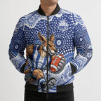 North Melbourne Kangaroos Bomber Puffer Jacket Aboriginal Dot Pattern - Football Mascot Heritage Pride