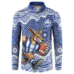 North Melbourne Kangaroos Button Sweatshirt Aboriginal Dot Pattern - Football Mascot Heritage Pride