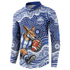 North Melbourne Kangaroos Button Sweatshirt Aboriginal Dot Pattern - Football Mascot Heritage Pride