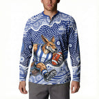 North Melbourne Kangaroos Button Sweatshirt Aboriginal Dot Pattern - Football Mascot Heritage Pride