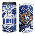 North Melbourne Kangaroos 4 in 1 Can Cooler Tumbler Aboriginal Dot Pattern - Football Mascot Heritage Pride