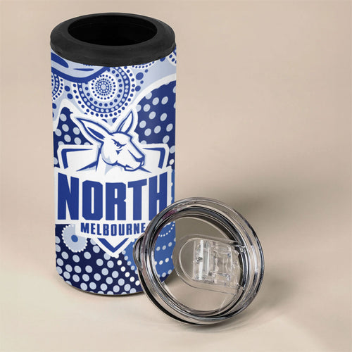 North Melbourne Kangaroos 4 in 1 Can Cooler Tumbler Aboriginal Dot Pattern - Football Mascot Heritage Pride
