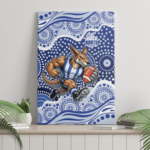 North Melbourne Kangaroos Canvas Wall Art Aboriginal Dot Pattern - Football Mascot Heritage Pride