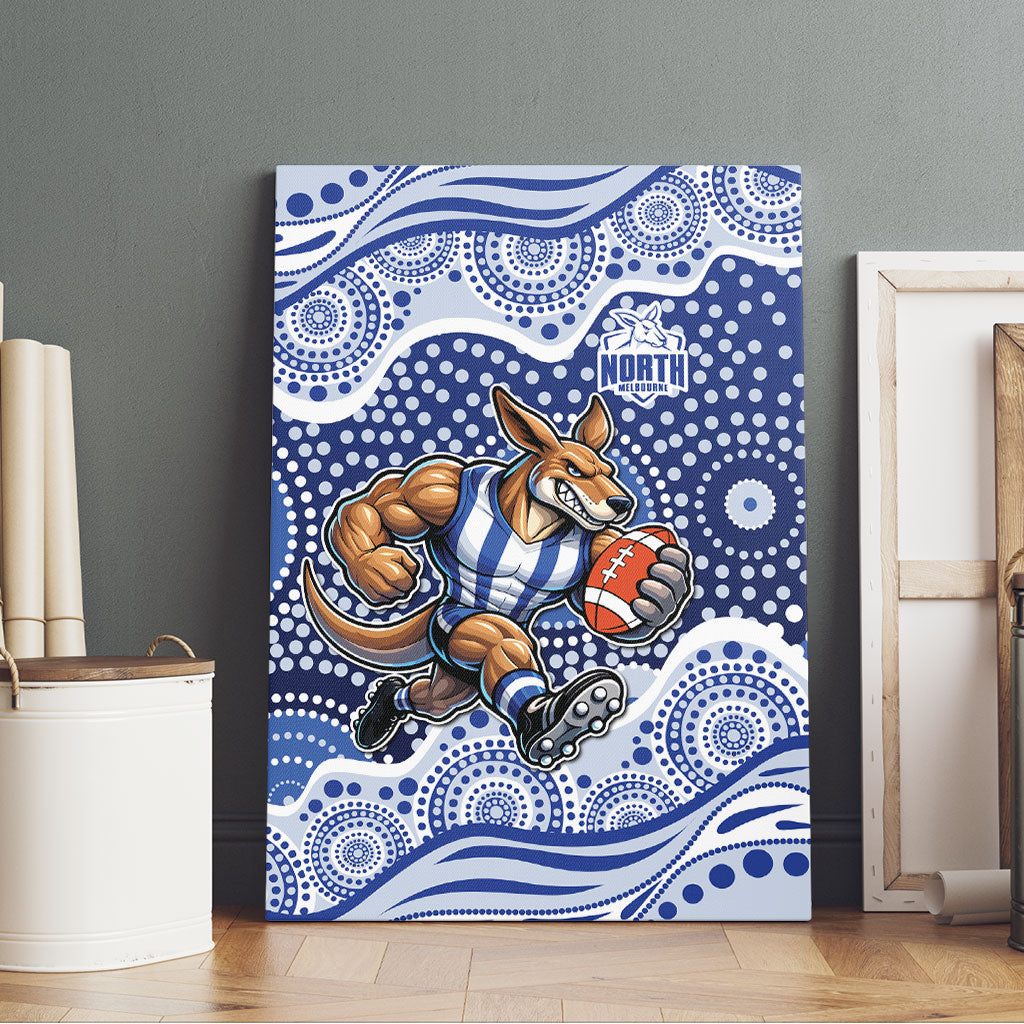 North Melbourne Kangaroos Canvas Wall Art Aboriginal Dot Pattern - Football Mascot Heritage Pride