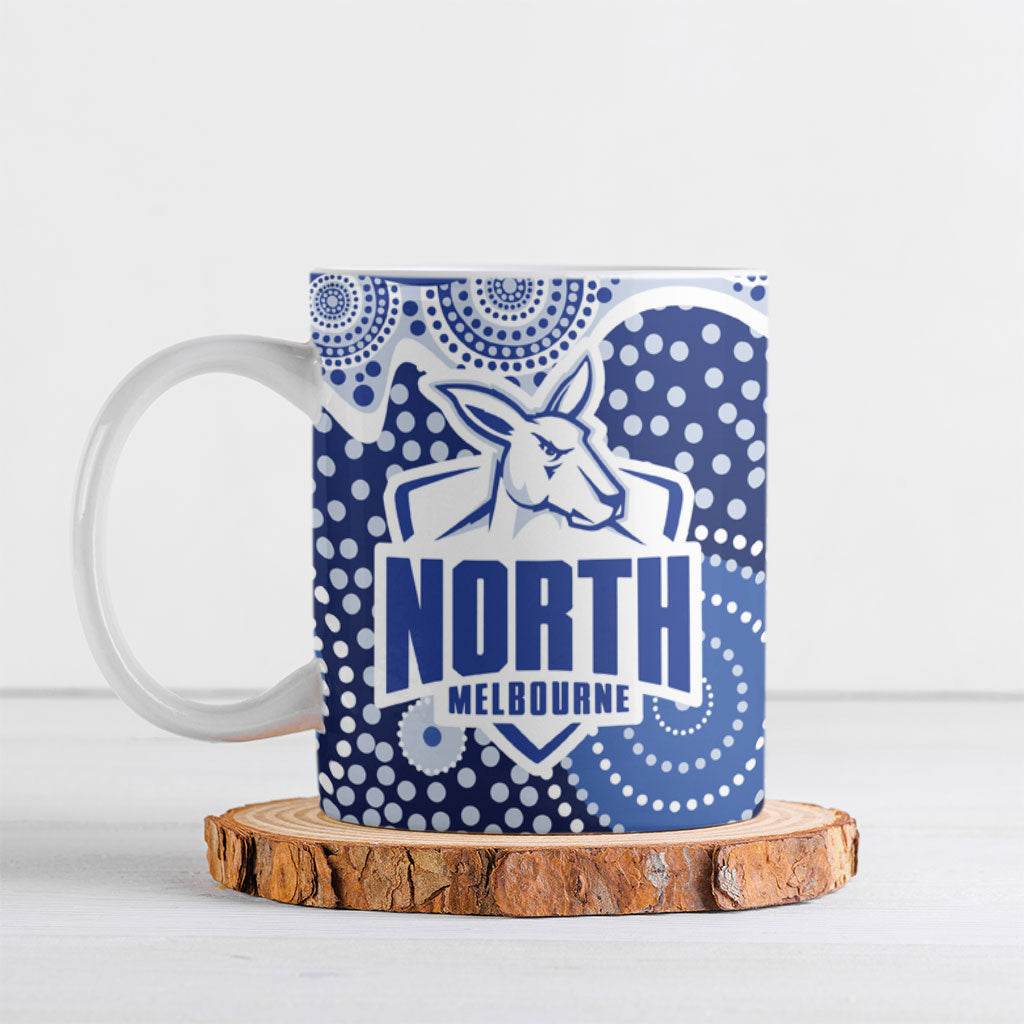 North Melbourne Kangaroos Ceramic Mug Aboriginal Dot Pattern - Football Mascot Heritage Pride