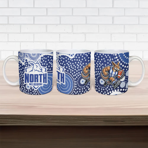 North Melbourne Kangaroos Ceramic Mug Aboriginal Dot Pattern - Football Mascot Heritage Pride