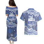 North Melbourne Kangaroos Couples Matching Puletasi and Hawaiian Shirt Aboriginal Dot Pattern - Football Mascot Heritage Pride