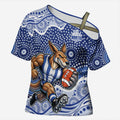 North Melbourne Kangaroos Cross Shoulder Shirt Aboriginal Dot Pattern - Football Mascot Heritage Pride