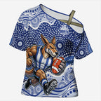 North Melbourne Kangaroos Cross Shoulder Shirt Aboriginal Dot Pattern - Football Mascot Heritage Pride