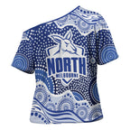 North Melbourne Kangaroos Cross Shoulder Shirt Aboriginal Dot Pattern - Football Mascot Heritage Pride