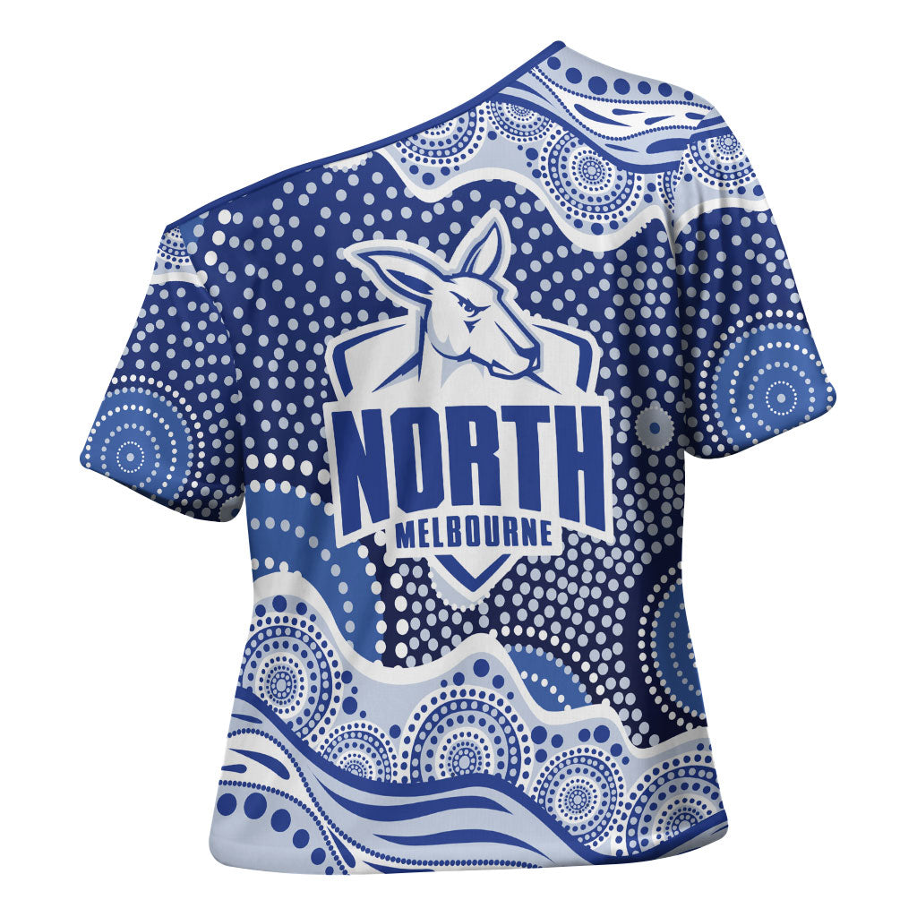 North Melbourne Kangaroos Cross Shoulder Shirt Aboriginal Dot Pattern - Football Mascot Heritage Pride