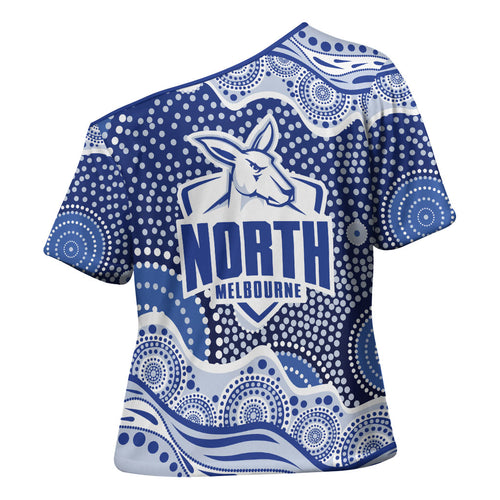 North Melbourne Kangaroos Cross Shoulder Shirt Aboriginal Dot Pattern - Football Mascot Heritage Pride