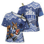 North Melbourne Kangaroos Cross Shoulder Shirt Aboriginal Dot Pattern - Football Mascot Heritage Pride