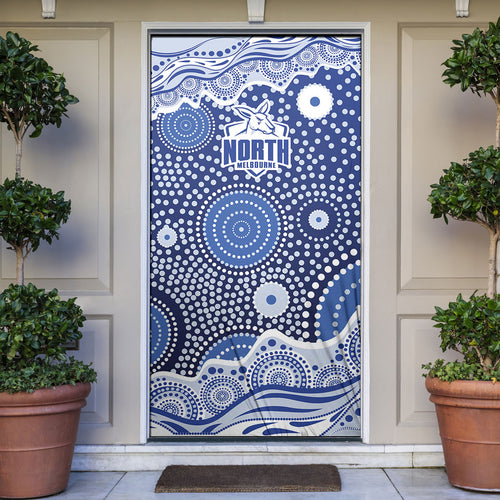 North Melbourne Kangaroos Door Cover Aboriginal Dot Pattern - Football Mascot Heritage Pride