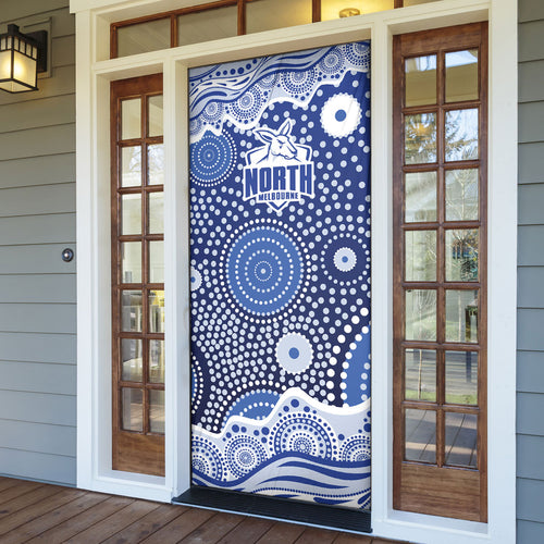 North Melbourne Kangaroos Door Cover Aboriginal Dot Pattern - Football Mascot Heritage Pride