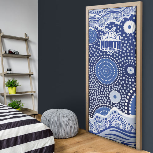 North Melbourne Kangaroos Door Cover Aboriginal Dot Pattern - Football Mascot Heritage Pride