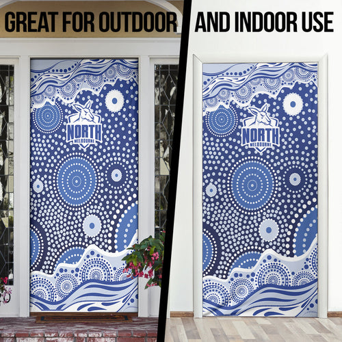 North Melbourne Kangaroos Door Cover Aboriginal Dot Pattern - Football Mascot Heritage Pride