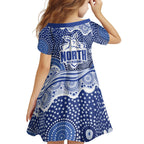 North Melbourne Kangaroos Family Matching Long Sleeve Bodycon Dress and Hawaiian Shirt Aboriginal Dot Pattern - Football Mascot Heritage Pride