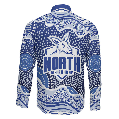 North Melbourne Kangaroos Family Matching Mermaid Dress and Hawaiian Shirt Aboriginal Dot Pattern - Football Mascot Heritage Pride