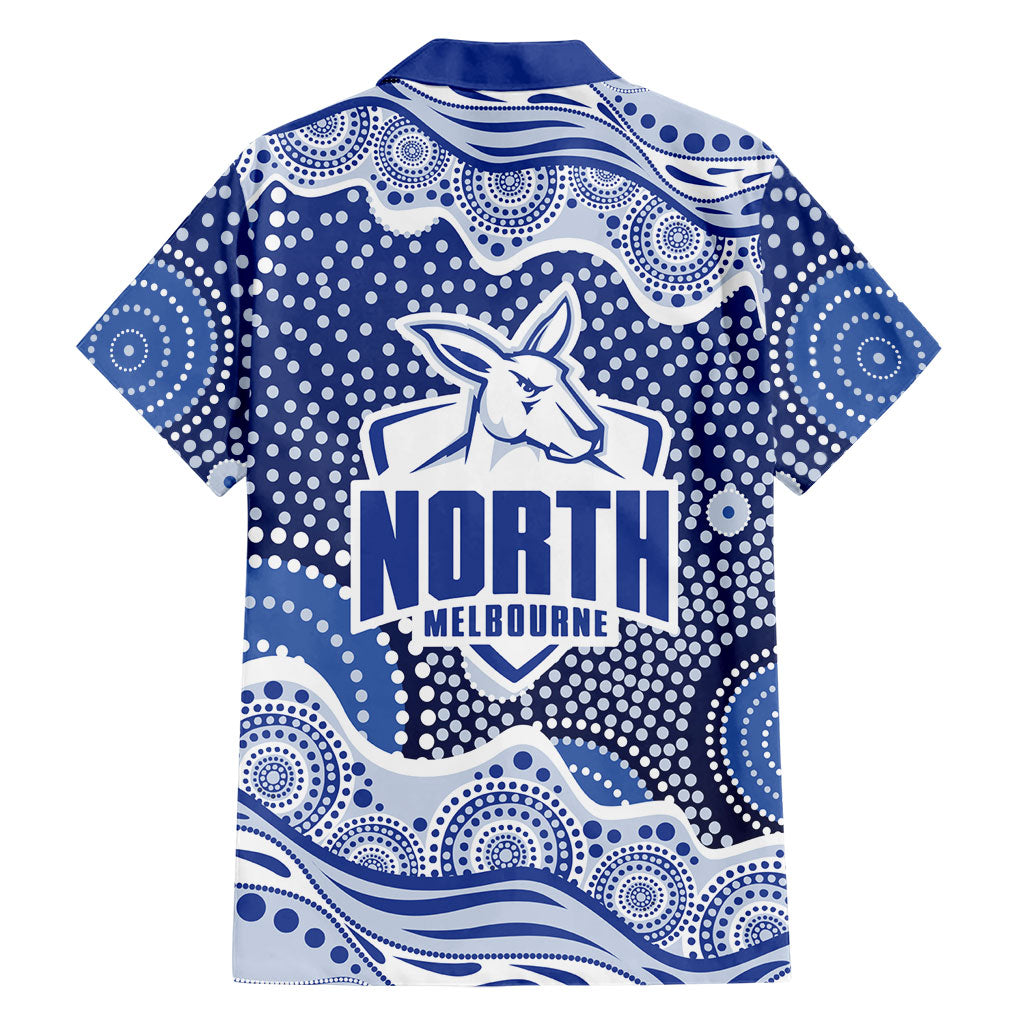North Melbourne Kangaroos Family Matching Off The Shoulder Long Sleeve Dress and Hawaiian Shirt Aboriginal Dot Pattern - Football Mascot Heritage Pride