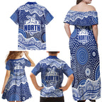 North Melbourne Kangaroos Family Matching Off Shoulder Maxi Dress and Hawaiian Shirt Aboriginal Dot Pattern - Football Mascot Heritage Pride