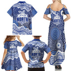 North Melbourne Kangaroos Family Matching Summer Maxi Dress and Hawaiian Shirt Aboriginal Dot Pattern - Football Mascot Heritage Pride