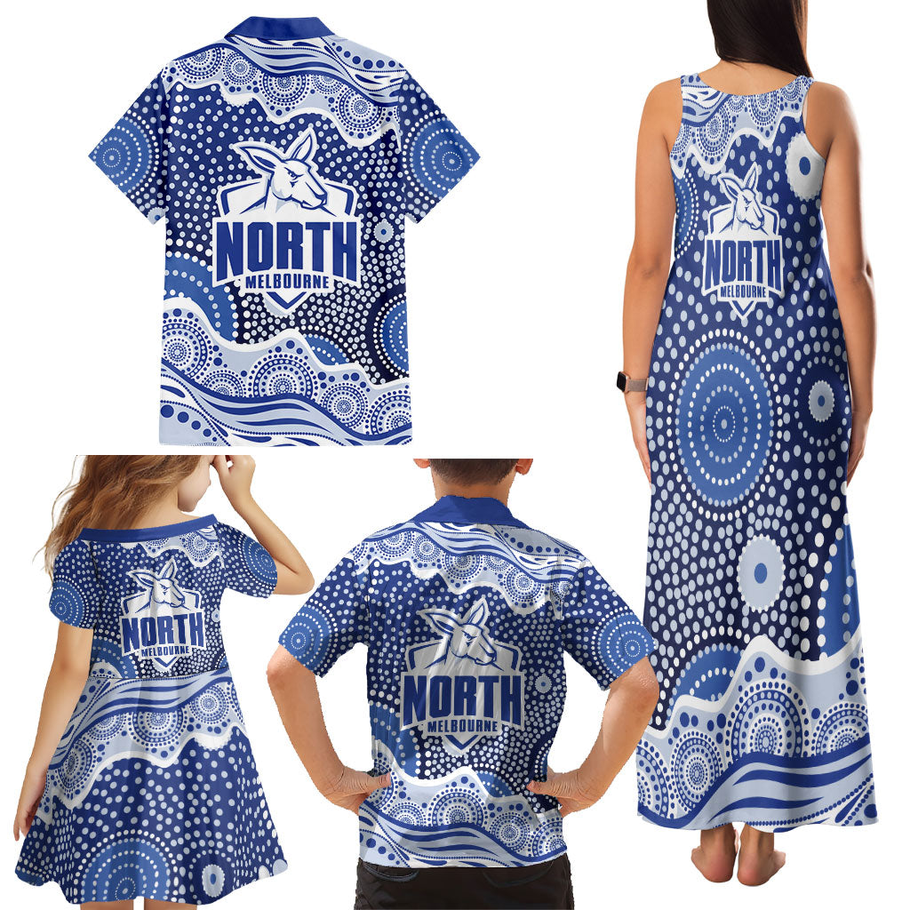 North Melbourne Kangaroos Family Matching Tank Maxi Dress and Hawaiian Shirt Aboriginal Dot Pattern - Football Mascot Heritage Pride