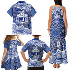North Melbourne Kangaroos Family Matching Tank Maxi Dress and Hawaiian Shirt Aboriginal Dot Pattern - Football Mascot Heritage Pride