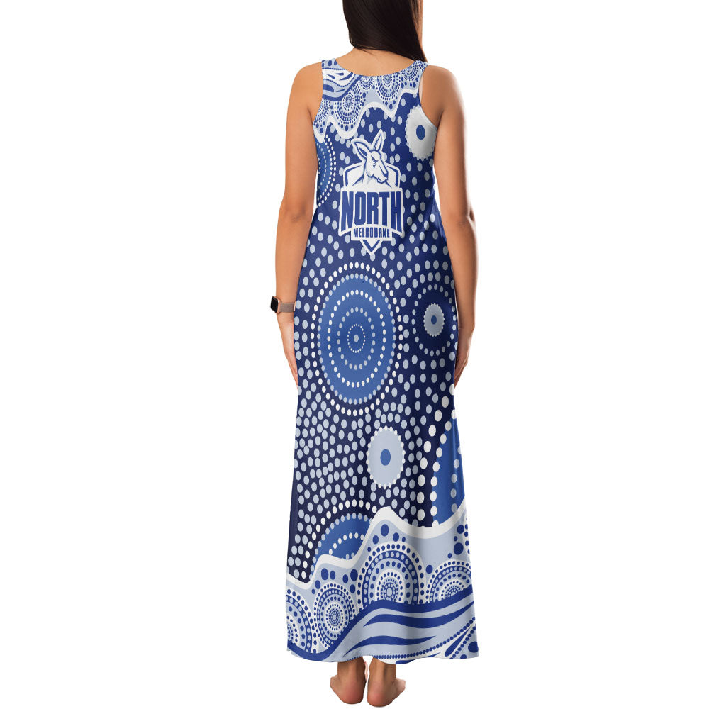 North Melbourne Kangaroos Family Matching Tank Maxi Dress and Hawaiian Shirt Aboriginal Dot Pattern - Football Mascot Heritage Pride